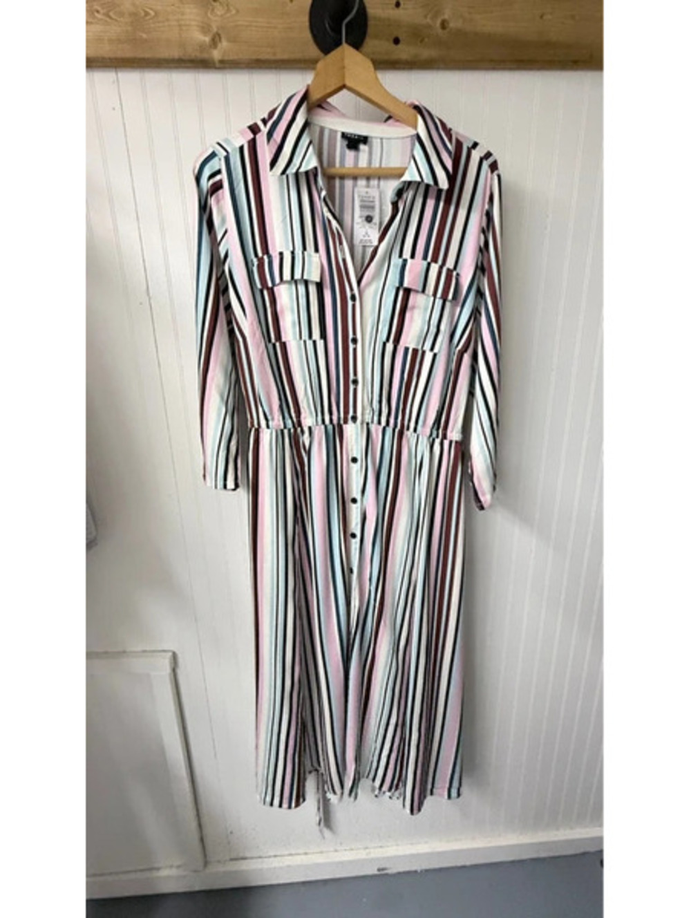 Torrid Midi Challis Button front Dress Multi Stripe size 1